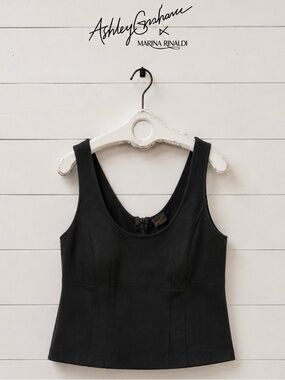 ASHLEY GRAHAM X MARINA RINALDI Black Sculpted Zip Top Size 16